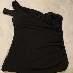 BLACK ONE SHOULDER corset top with side zipper - SIZE SMALL bebe -